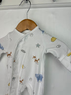 Fred & Flo White Animals Sleepsuit - Unisex Tiny Baby - Little Ones Preloved. Second Hand Children's & Preloved Baby, Kids, Girls & Boys Clothes. UK online