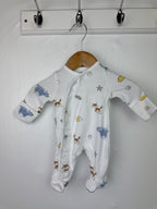 Fred & Flo White Animals Sleepsuit - Unisex Tiny Baby - Little Ones Preloved. Second Hand Children's & Preloved Baby, Kids, Girls & Boys Clothes. UK online