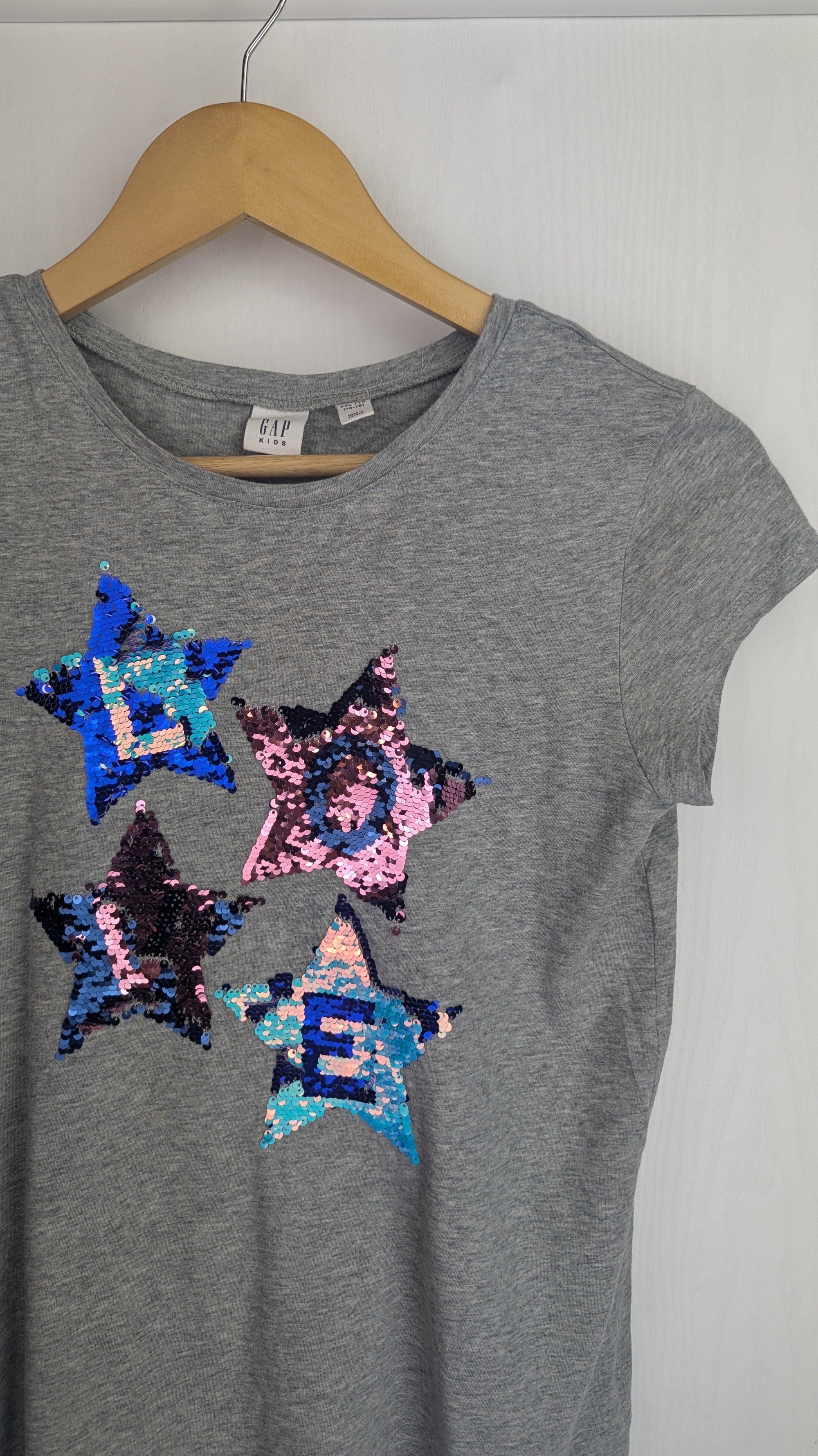 Gap Grey Love Sequins Cross - Back Top - Girls 14 - 16 Years - Little Ones Preloved. Second Hand Children's & Preloved Baby, Kids, Girls & Boys Clothes. UK online