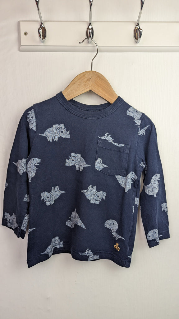 Gap Navy Dinosaur Long Sleeve Top - Boys 3 Years Little Ones Preloved Used, Preloved, Preworn Baby, Girls & Boys Clothes. Kids & Children's second hand Clothing UK Online. Cheap affordable. Brands including Next, Joules, Nutmeg Morrisons, TU, F&F, H&M.