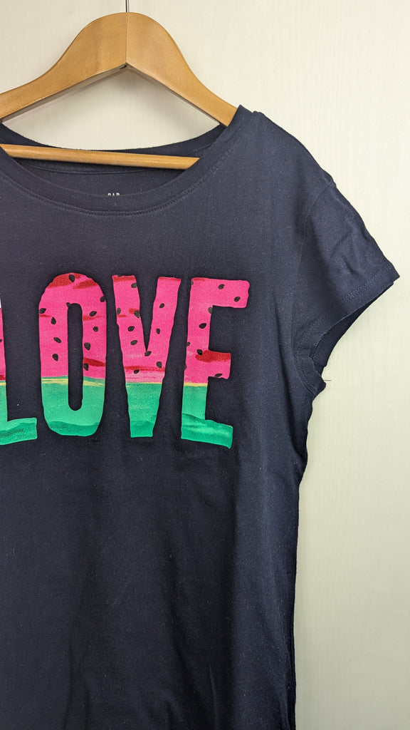 Gap Navy Watermelon Love Top - Girls 13 Years Little Ones Preloved Used, Preloved, Preworn Baby, Girls & Boys Clothes. Kids & Children's second hand Clothing UK Online. Cheap affordable. Brands including Next, Joules, Nutmeg Morrisons, TU, F&F, H&M.