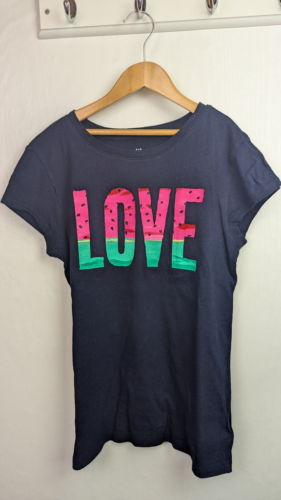 Gap Navy Watermelon Love Top - Girls 13 Years Little Ones Preloved Used, Preloved, Preworn Baby, Girls & Boys Clothes. Kids & Children's second hand Clothing UK Online. Cheap affordable. Brands including Next, Joules, Nutmeg Morrisons, TU, F&F, H&M.