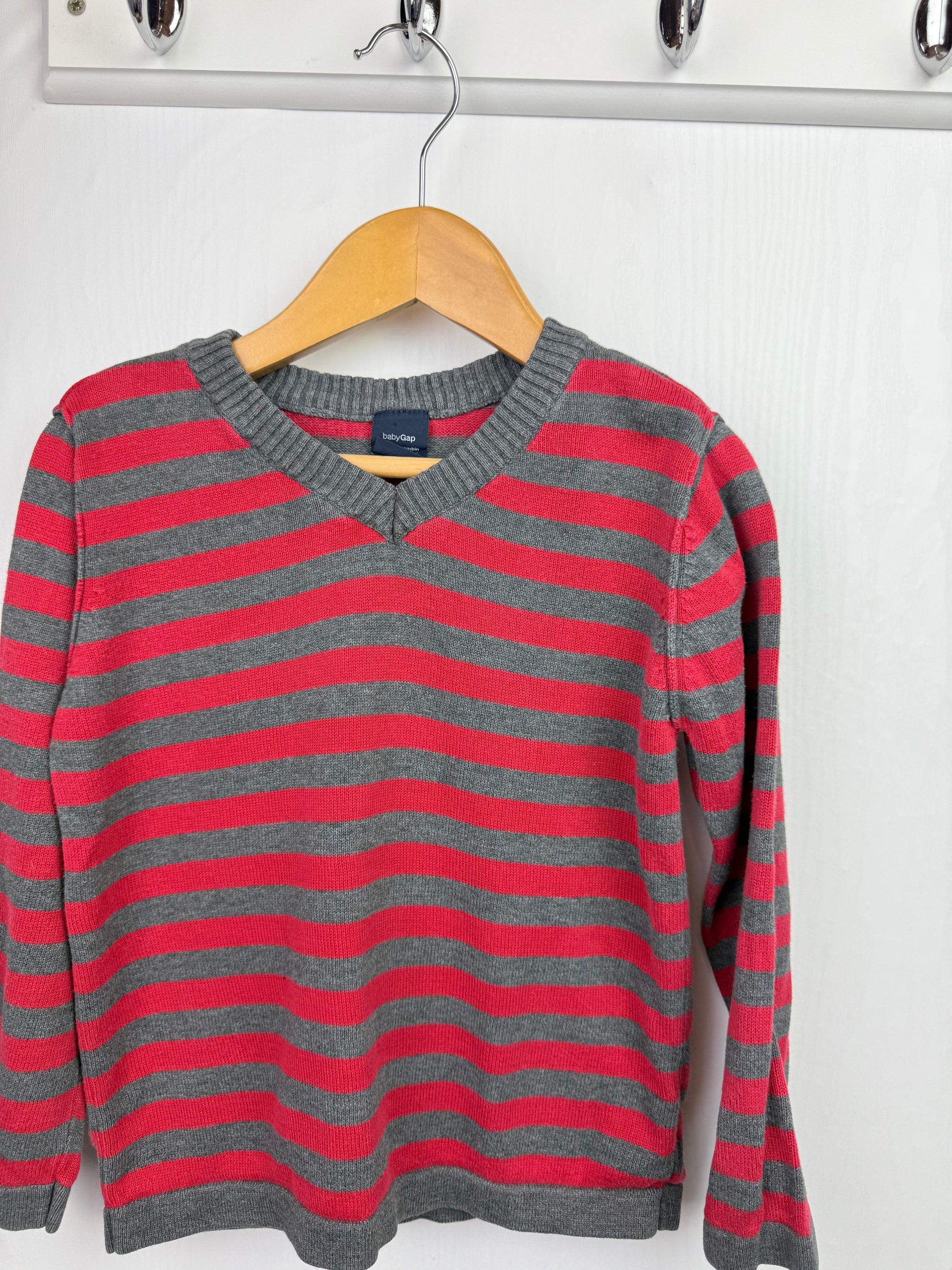 Gap Red & Grey Striped Jumper - Boys 3 Years - Little Ones Preloved. Second Hand Children's & Preloved Baby, Kids, Girls & Boys Clothes. UK online