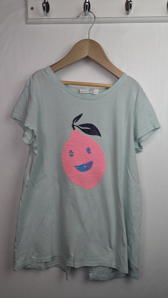 Gap Sequin Pear Short Sleeve Top - Girls 13-14 Years Little Ones Preloved Used, Preloved, Preworn Baby, Girls & Boys Clothes. Kids & Children's second hand Clothing UK Online. Cheap affordable. Brands including Next, Joules, Nutmeg Morrisons, TU, F&F, H&M.