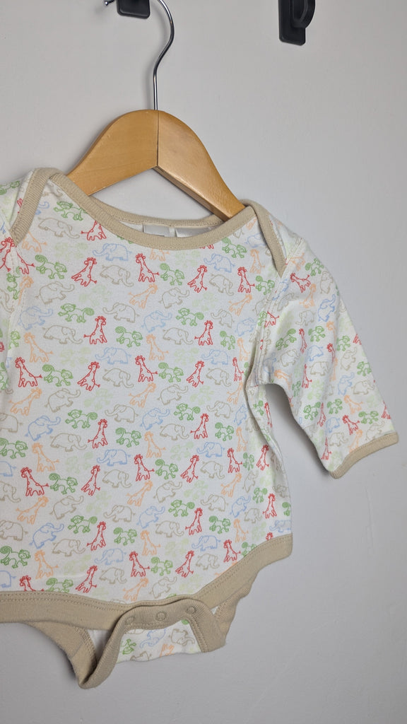 Gap White & Beige Animals Bodysuit - Unisex 0-3 Months Little Ones Preloved Used, Preloved, Preworn Baby, Girls & Boys Clothes. Kids & Children's second hand Clothing UK Online. Cheap affordable. Brands including Next, Joules, Nutmeg Morrisons, TU, F&F, H&M.