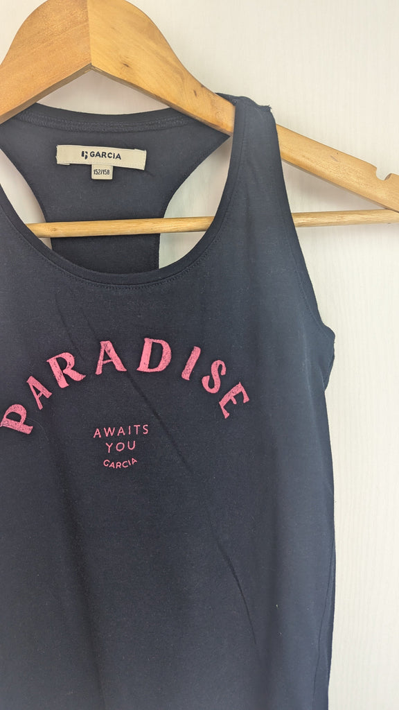 Garcia Jeans Navy Paradise Top - Girls 12-13 Years Garcia Jeans Used, Preloved, Preworn & Second Hand Baby, Kids & Children's Clothing UK Online. Cheap affordable. Brands including Next, Joules, Nutmeg Morrisons, TU, F&F, H&M.