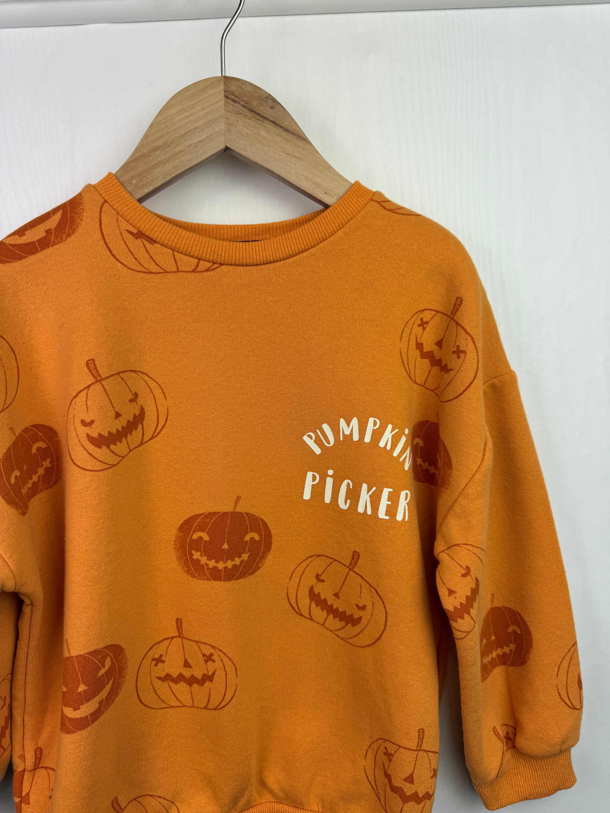 George 1 Pumpkin Picker Jumper - Unisex 4 - 5 Years - Little Ones Preloved. Second Hand Children's & Preloved Baby, Kids, Girls & Boys Clothes. UK online