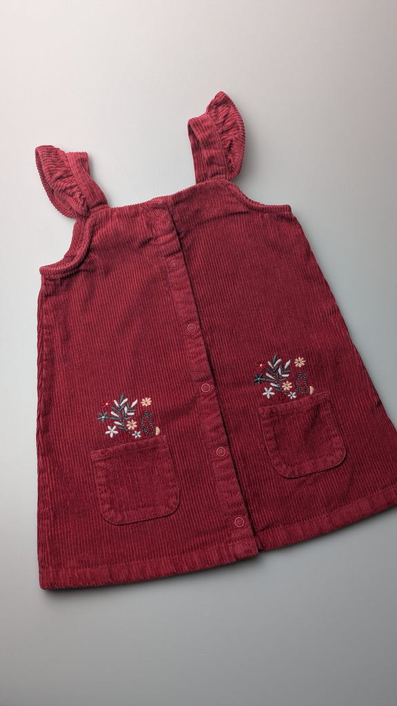 George Burgundy Floral Cord Dress - Girls 12-18 Months Little Ones Preloved Used, Preloved, Preworn Baby, Girls & Boys Clothes. Kids & Children's second hand Clothing UK Online. Cheap affordable. Brands including Next, Joules, Nutmeg Morrisons, TU, F&F, H&M.