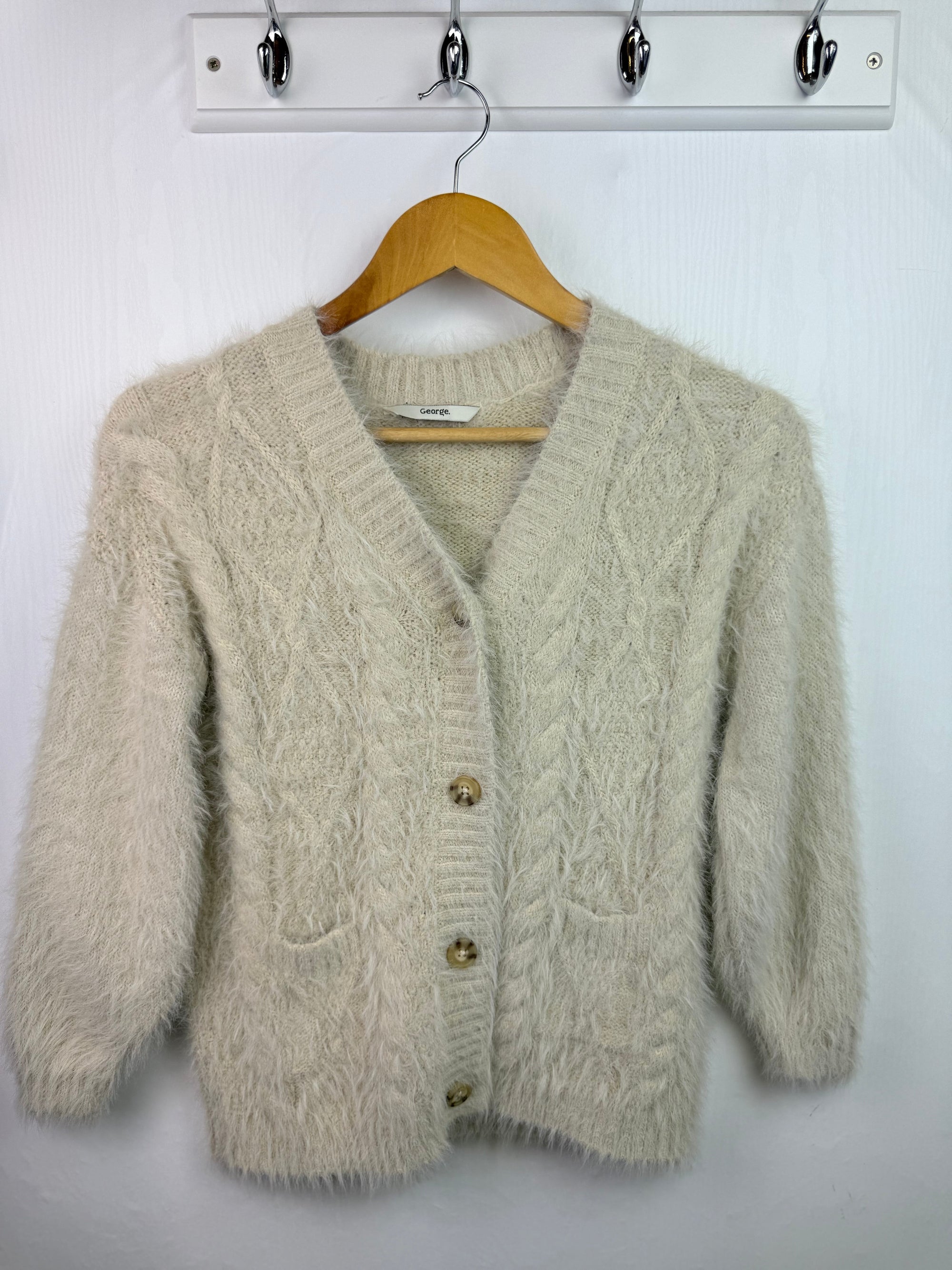 George Buton Fluffy Cardigan - Girls 9 - 10 Years - Little Ones Preloved. Second Hand Children's & Preloved Baby, Kids, Girls & Boys Clothes. UK online