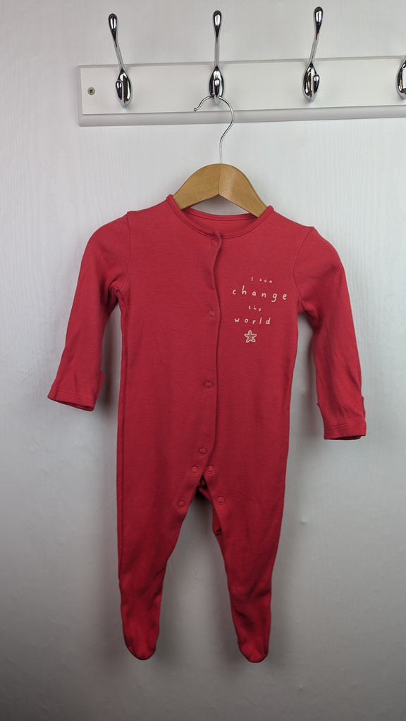 George 'Change the World' Sleepsuit - Girls 3-6 Months Little Ones Preloved Used, Preloved, Preworn & Second Hand Baby, Kids & Children's Clothing UK Online. Cheap affordable. Brands including Next, Joules, Nutmeg Morrisons, TU, F&F, H&M.