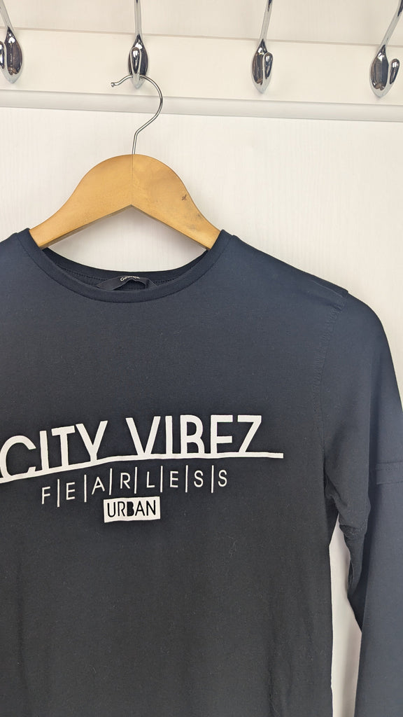 George City Vibes Long Sleeve Top - Boys 12-13 Years George Used, Preloved, Preworn & Second Hand Baby, Kids & Children's Clothing UK Online. Cheap affordable. Brands including Next, Joules, Nutmeg Morrisons, TU, F&F, H&M.