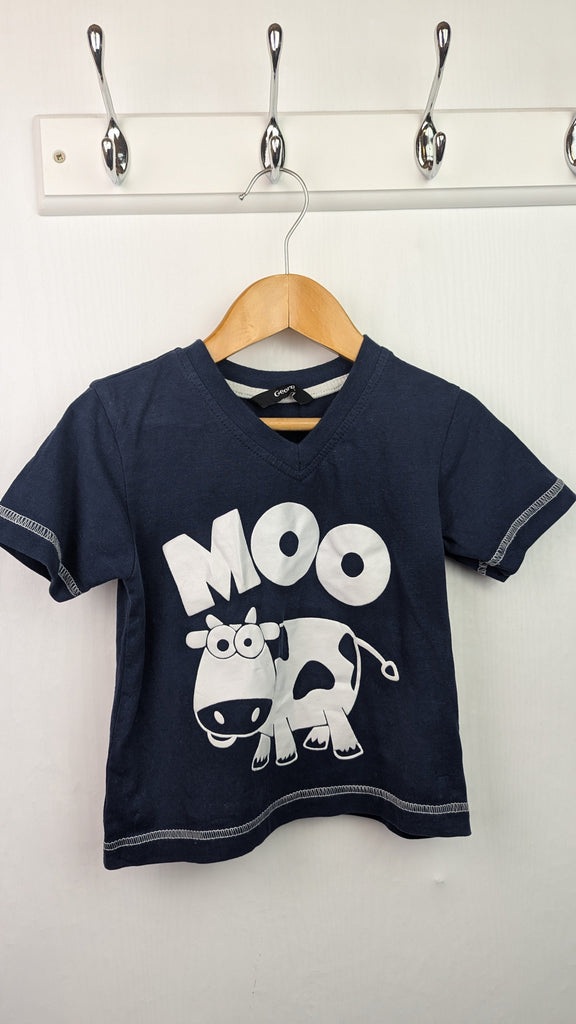 George Coe 'Moo' Short sleeve Top - Boys 12-18 Months George Used, Preloved, Preworn & Second Hand Baby, Kids & Children's Clothing UK Online. Cheap affordable. Brands including Next, Joules, Nutmeg Morrisons, TU, F&F, H&M.