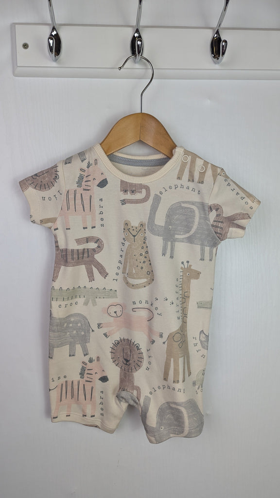 George Cream Animals Romper - Boys 3-6 Months Little Ones Preloved Used, Preloved, Preworn Baby, Girls & Boys Clothes. Kids & Children's second hand Clothing UK Online. Cheap affordable. Brands including Next, Joules, Nutmeg Morrisons, TU, F&F, H&M.