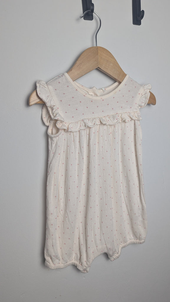 George Cream & Pink Spot Romper - Girls 6-9 Months Little Ones Preloved Used, Preloved, Preworn & Second Hand Baby, Kids & Children's Clothing UK Online. Cheap affordable. Brands including Next, Joules, Nutmeg Morrisons, TU, F&F, H&M.