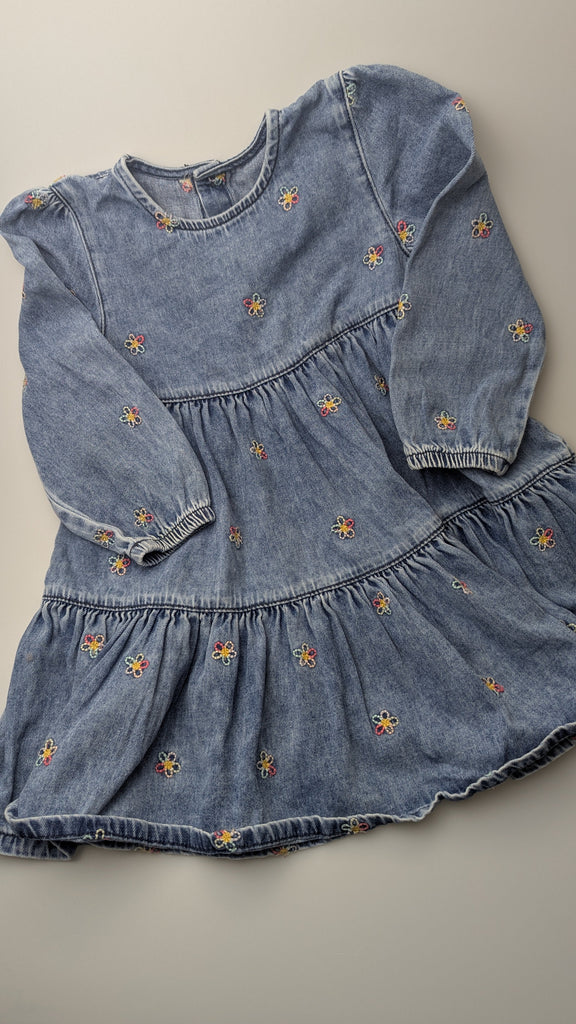 George Denim Floral Dress - Girls 3-4 Years Little Ones Preloved Used, Preloved, Preworn Baby, Girls & Boys Clothes. Kids & Children's second hand Clothing UK Online. Cheap affordable. Brands including Next, Joules, Nutmeg Morrisons, TU, F&F, H&M.