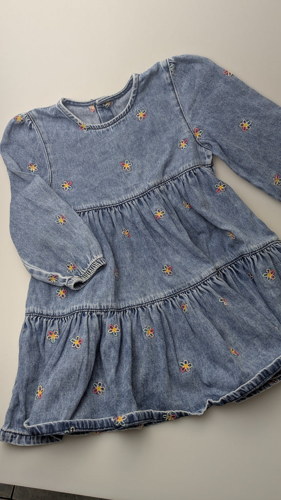 George Denim Floral Dress - Girls 3-4 Years Little Ones Preloved Used, Preloved, Preworn Baby, Girls & Boys Clothes. Kids & Children's second hand Clothing UK Online. Cheap affordable. Brands including Next, Joules, Nutmeg Morrisons, TU, F&F, H&M.