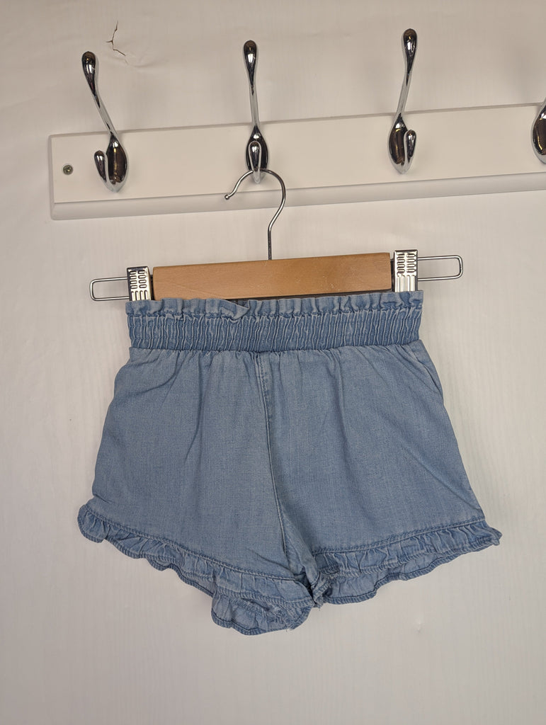 George Denim Paperbag Shorts - Girls 6-9 Months Little Ones Preloved Used, Preloved, Preworn Baby, Girls & Boys Clothes. Kids & Children's second hand Clothing UK Online. Cheap affordable. Brands including Next, Joules, Nutmeg Morrisons, TU, F&F, H&M.