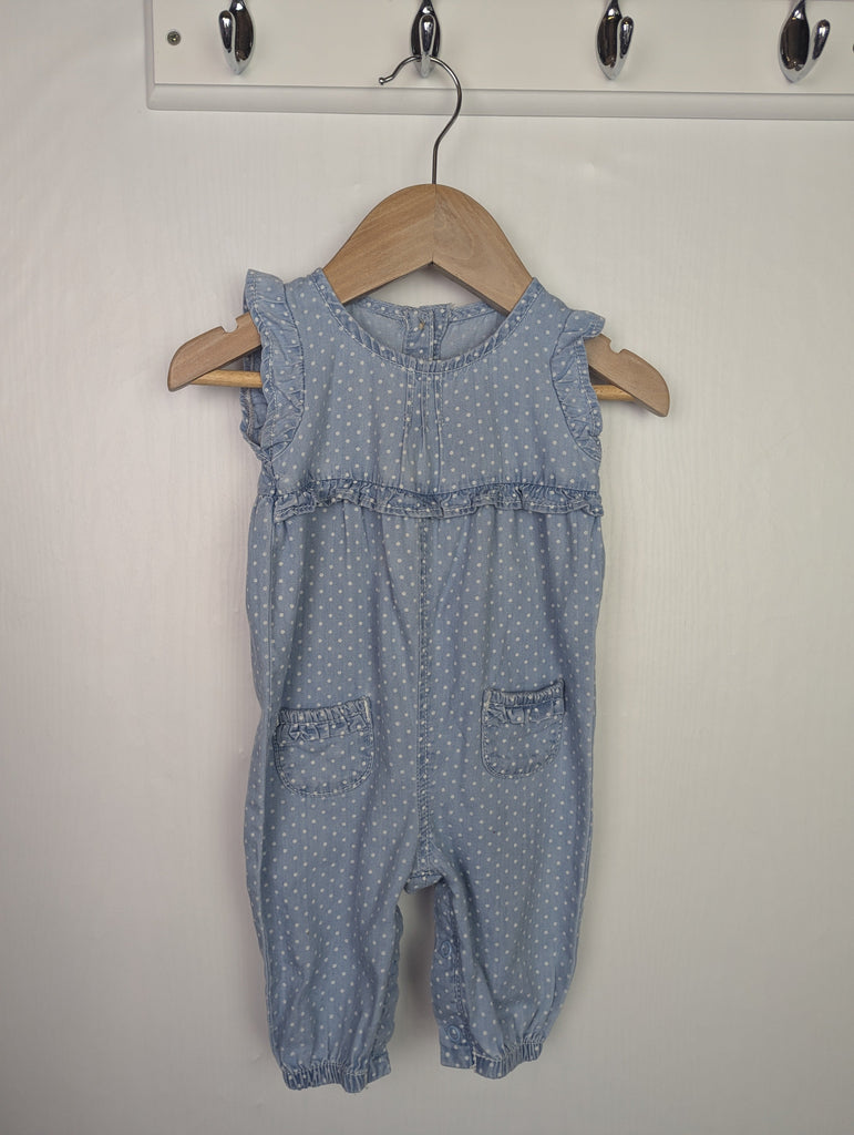 George Denim Romper - Girls 0-3 Months Little Ones Preloved Used, Preloved, Preworn Baby, Girls & Boys Clothes. Kids & Children's second hand Clothing UK Online. Cheap affordable. Brands including Next, Joules, Nutmeg Morrisons, TU, F&F, H&M.