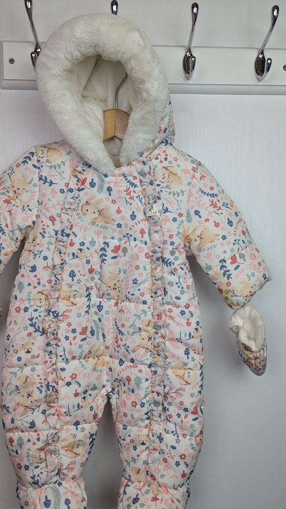 George Floral Bunny Pramsuit - Girls 0-3 Months Little Ones Preloved Used, Preloved, Preworn & Second Hand Baby, Kids & Children's Clothing UK Online. Cheap affordable. Brands including Next, Joules, Nutmeg Morrisons, TU, F&F, H&M.