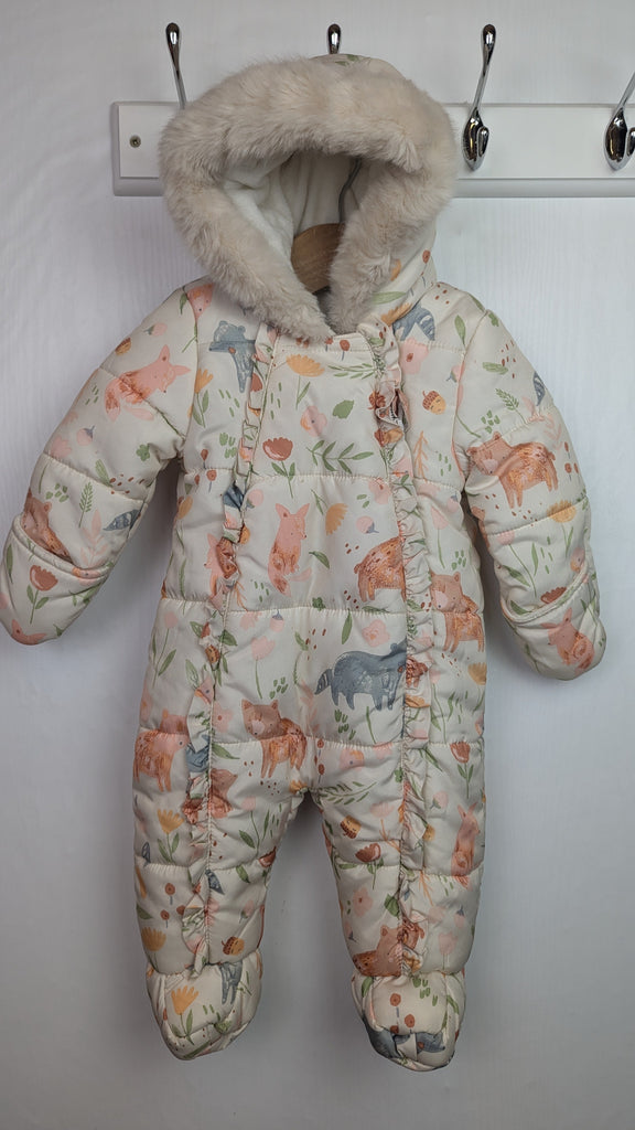 George Floral Foxes Pramsuit - Girls 3-6 Months Little Ones Preloved Used, Preloved, Preworn & Second Hand Baby, Kids & Children's Clothing UK Online. Cheap affordable. Brands including Next, Joules, Nutmeg Morrisons, TU, F&F, H&M.