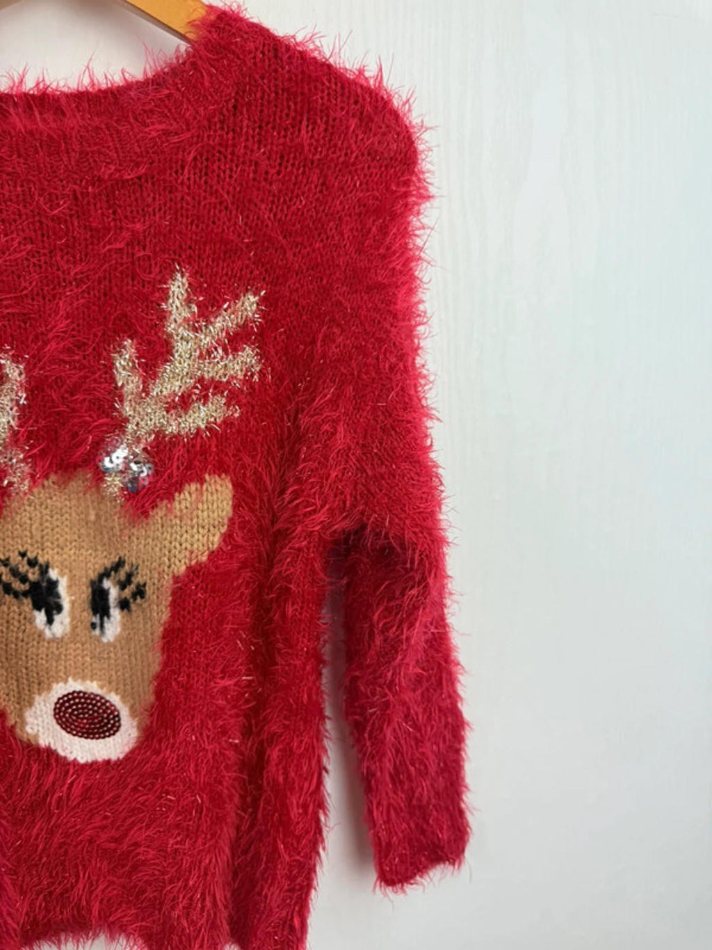 George Fluffy Reindeer Jumper - Girls 4 - 5 Years - Little Ones Preloved. Second Hand Children's & Preloved Baby, Kids, Girls & Boys Clothes. UK online
