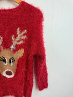 George Fluffy Reindeer Jumper - Girls 4 - 5 Years - Little Ones Preloved. Second Hand Children's & Preloved Baby, Kids, Girls & Boys Clothes. UK online