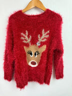 George Fluffy Reindeer Jumper - Girls 4 - 5 Years - Little Ones Preloved. Second Hand Children's & Preloved Baby, Kids, Girls & Boys Clothes. UK online