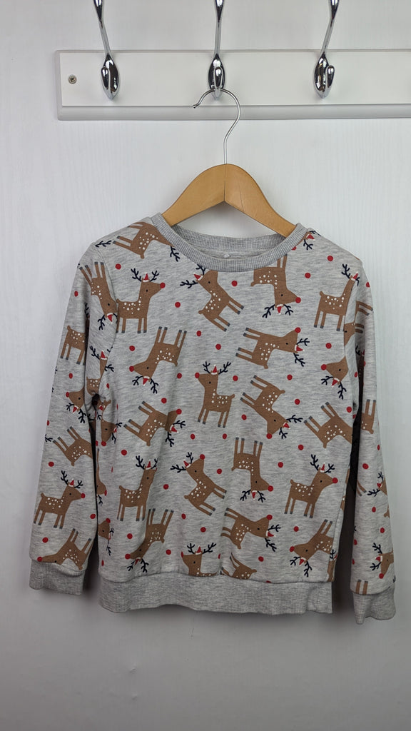 George Grey Reindeer Jumper - Unisex 4-5 Years Little Ones Preloved Used, Preloved, Preworn & Second Hand Baby, Kids & Children's Clothing UK Online. Cheap affordable. Brands including Next, Joules, Nutmeg Morrisons, TU, F&F, H&M.