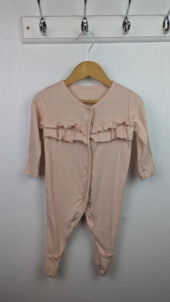 George Light Pink Ruffle Sleepsuit - Girls 3-6 Months Little Ones Preloved Used, Preloved, Preworn & Second Hand Baby, Kids & Children's Clothing UK Online. Cheap affordable. Brands including Next, Joules, Nutmeg Morrisons, TU, F&F, H&M.