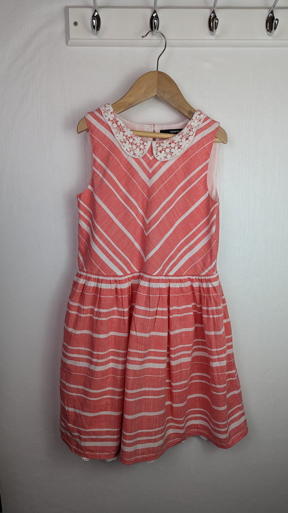 George Peach Striped Layered Dress - Girls 8-9 Years Little Ones Preloved Used, Preloved, Preworn Baby, Girls & Boys Clothes. Kids & Children's second hand Clothing UK Online. Cheap affordable. Brands including Next, Joules, Nutmeg Morrisons, TU, F&F, H&M.