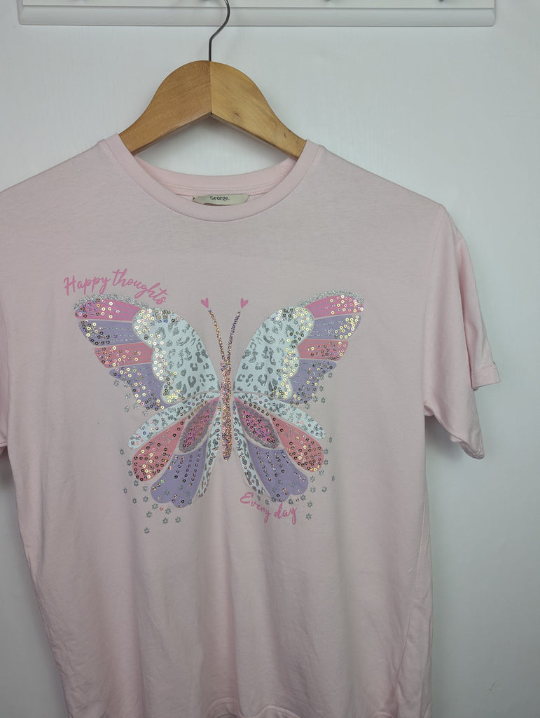 George Pink Butterfly Top - Girls 12-13 Years Little Ones Preloved Used, Preloved, Preworn Baby, Girls & Boys Clothes. Kids & Children's second hand Clothing UK Online. Cheap affordable. Brands including Next, Joules, Nutmeg Morrisons, TU, F&F, H&M.