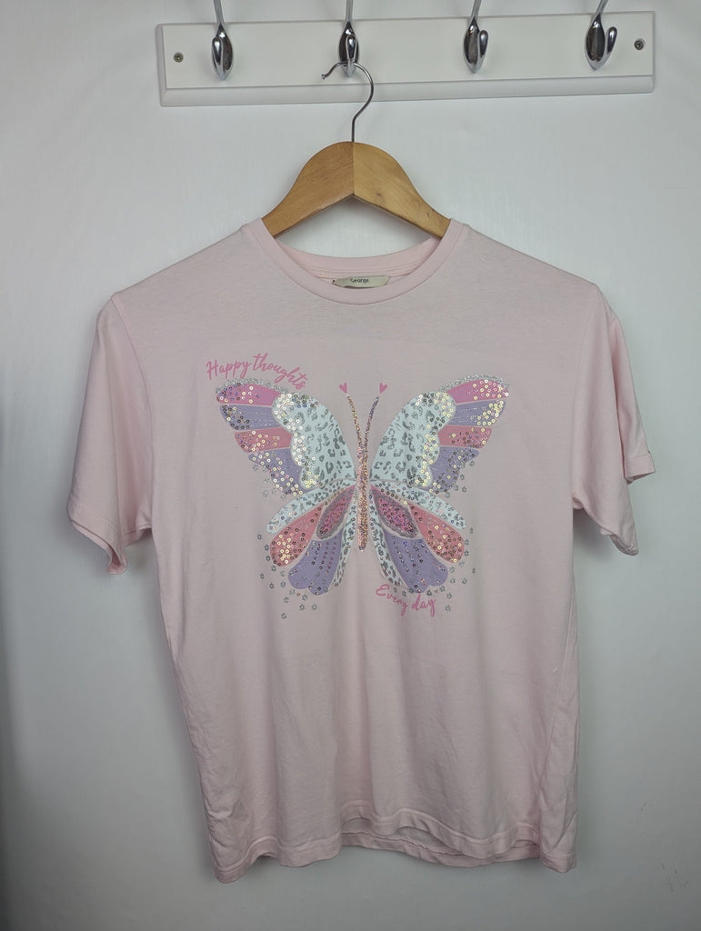 George Pink Butterfly Top - Girls 12-13 Years Little Ones Preloved Used, Preloved, Preworn Baby, Girls & Boys Clothes. Kids & Children's second hand Clothing UK Online. Cheap affordable. Brands including Next, Joules, Nutmeg Morrisons, TU, F&F, H&M.