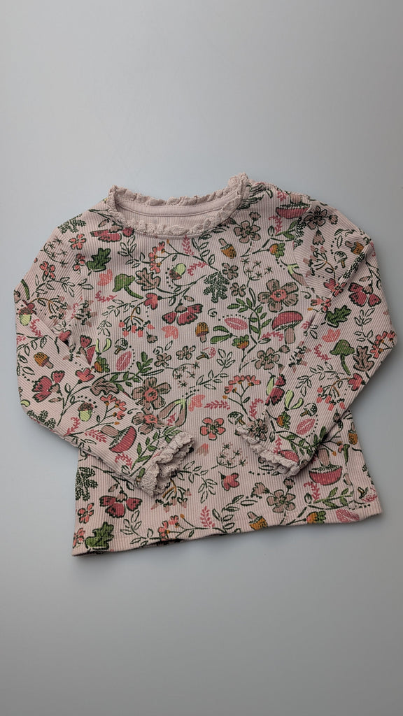 George Pink Floral Ribbed Top - Girls 2-3 Years Little Ones Preloved Used, Preloved, Preworn Baby, Girls & Boys Clothes. Kids & Children's second hand Clothing UK Online. Cheap affordable. Brands including Next, Joules, Nutmeg Morrisons, TU, F&F, H&M.