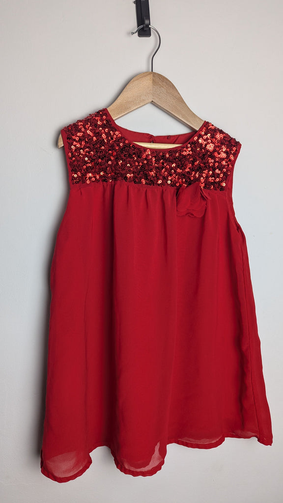 George Red Sequin Top - Girls 10-11 Years Little Ones Preloved Used, Preloved, Preworn Baby, Girls & Boys Clothes. Kids & Children's second hand Clothing UK Online. Cheap affordable. Brands including Next, Joules, Nutmeg Morrisons, TU, F&F, H&M.