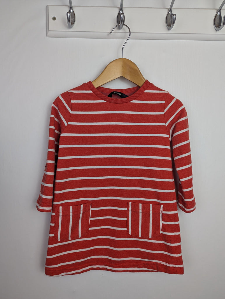 George Red Striped Dress - Girls 12-18 Months Little Ones Preloved Used, Preloved, Preworn Baby, Girls & Boys Clothes. Kids & Children's second hand Clothing UK Online. Cheap affordable. Brands including Next, Joules, Nutmeg Morrisons, TU, F&F, H&M.