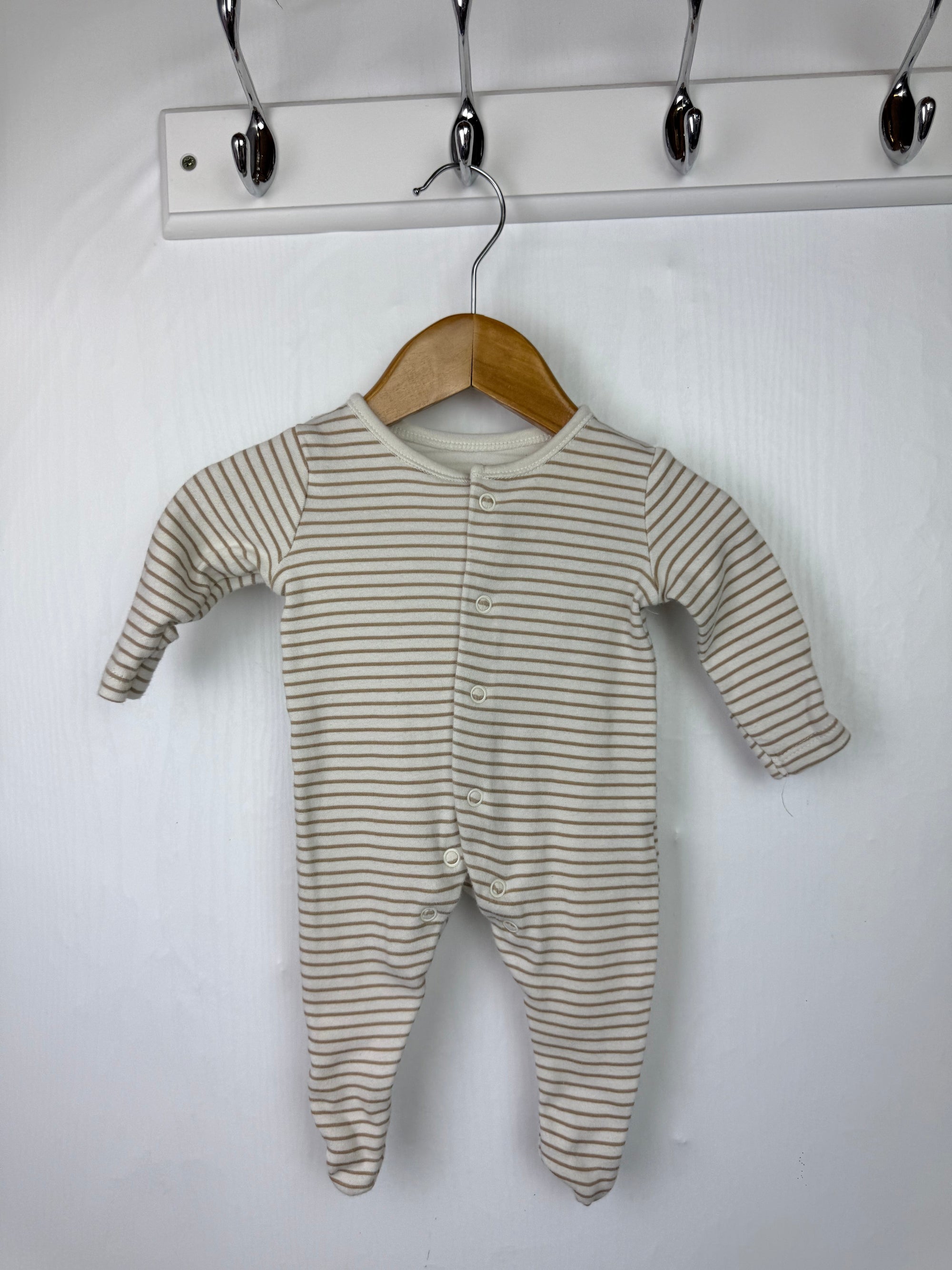 George Striped Sleepsuit - Unisex Tiny Baby - Little Ones Preloved. Second Hand Children's & Preloved Baby, Kids, Girls & Boys Clothes. UK online