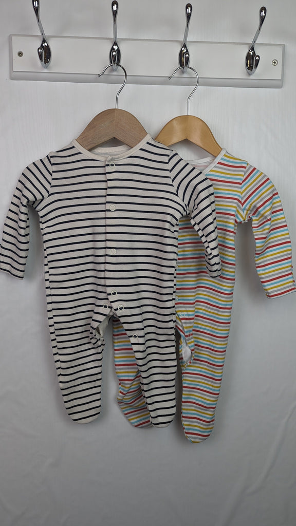 George Striped Sleepsuits - Unisex 0-3 Months George Used, Preloved, Preworn & Second Hand Baby, Kids & Children's Clothing UK Online. Cheap affordable. Brands including Next, Joules, Nutmeg Morrisons, TU, F&F, H&M.