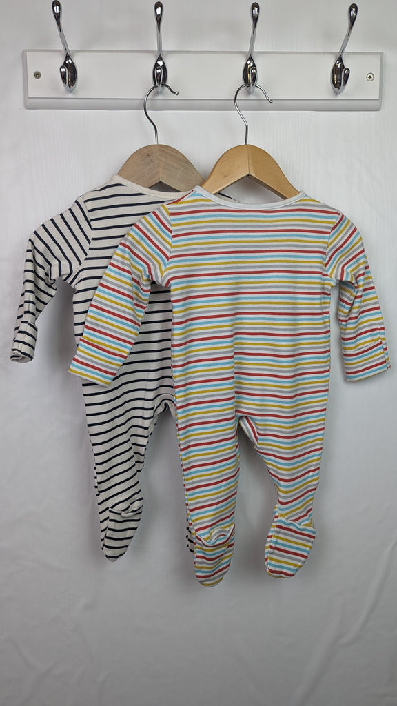 George Striped Sleepsuits - Unisex 0-3 Months George Used, Preloved, Preworn & Second Hand Baby, Kids & Children's Clothing UK Online. Cheap affordable. Brands including Next, Joules, Nutmeg Morrisons, TU, F&F, H&M.