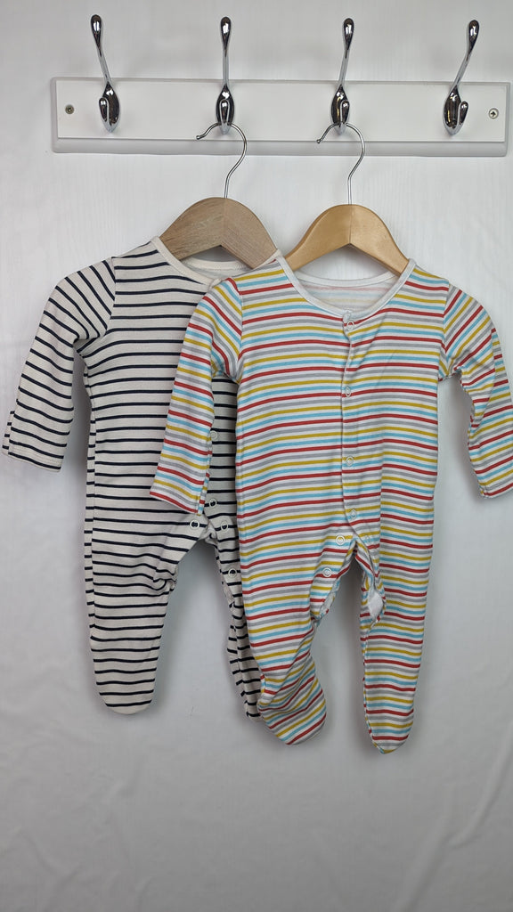 George Striped Sleepsuits - Unisex 0-3 Months George Used, Preloved, Preworn & Second Hand Baby, Kids & Children's Clothing UK Online. Cheap affordable. Brands including Next, Joules, Nutmeg Morrisons, TU, F&F, H&M.