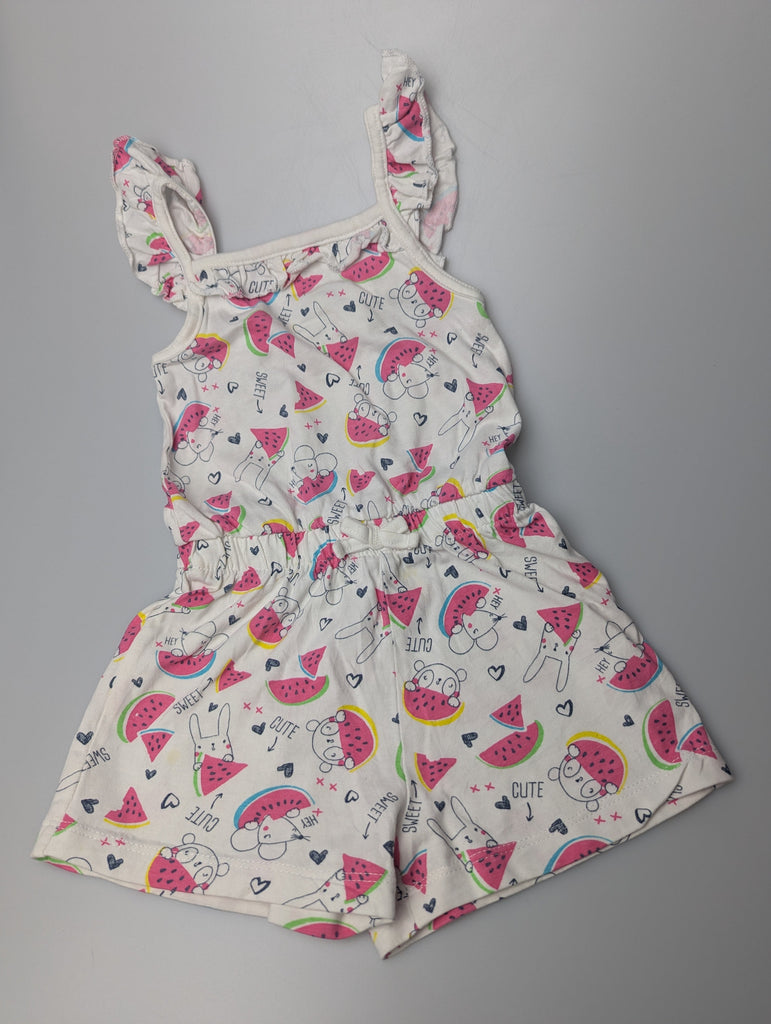 George Watermelon Playsuit - Girls 2-3 Years Little Ones Preloved Used, Preloved, Preworn Baby, Girls & Boys Clothes. Kids & Children's second hand Clothing UK Online. Cheap affordable. Brands including Next, Joules, Nutmeg Morrisons, TU, F&F, H&M.