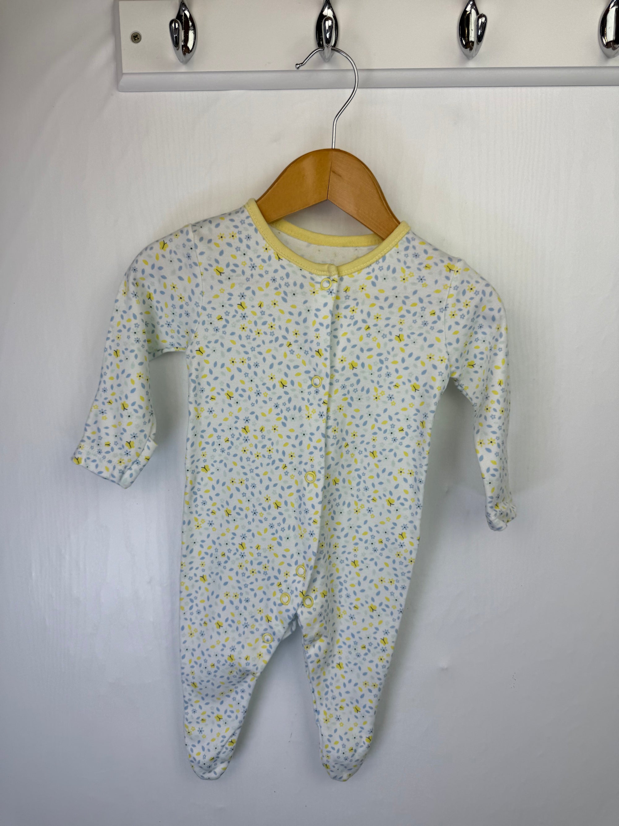 George Yellow & Blue Floral Sleepsuit - Baby Girls Newborn - Little Ones Preloved. Second Hand Children's & Preloved Baby, Kids, Girls & Boys Clothes. UK online