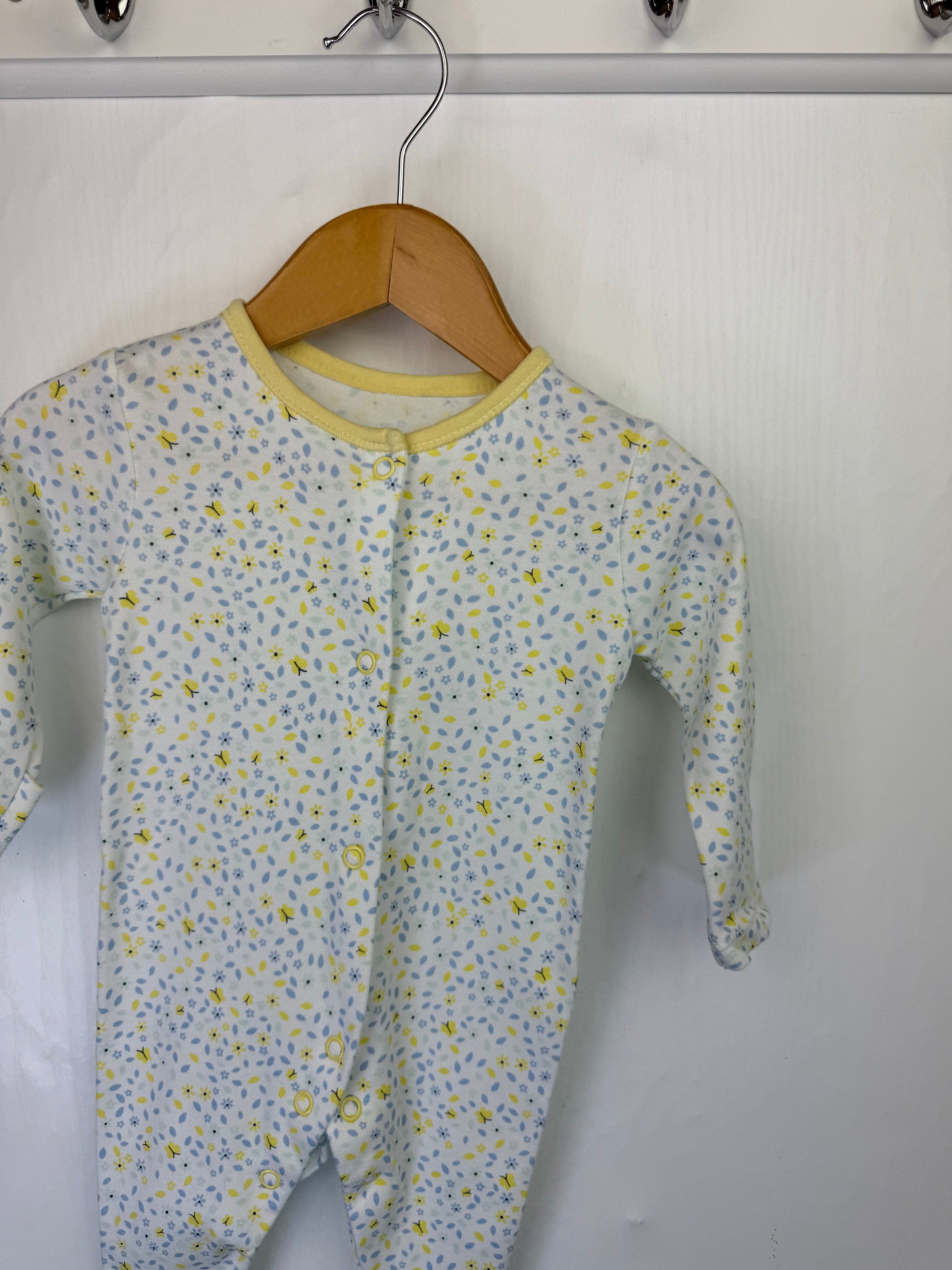 George Yellow & Blue Floral Sleepsuit - Baby Girls Newborn - Little Ones Preloved. Second Hand Children's & Preloved Baby, Kids, Girls & Boys Clothes. UK online