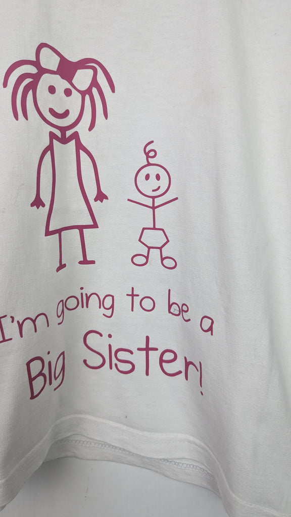 Going to be a Big Sister Top - Girls 3-4 Years Fruit of the Loom Used, Preloved, Preworn & Second Hand Baby, Kids & Children's Clothing UK Online. Cheap affordable. Brands including Next, Joules, Nutmeg Morrisons, TU, F&F, H&M.