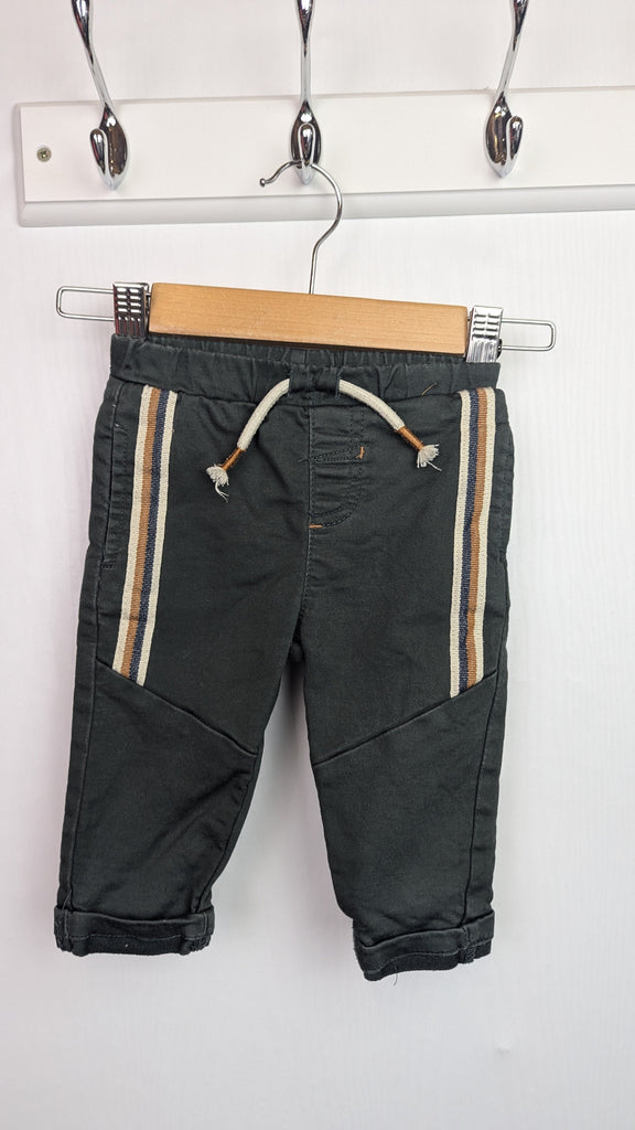 Green Striped Chino Trousers - Boys 6-9 Months Little Ones Preloved Used, Preloved, Preworn & Second Hand Baby, Kids & Children's Clothing UK Online. Cheap affordable. Brands including Next, Joules, Nutmeg Morrisons, TU, F&F, H&M.