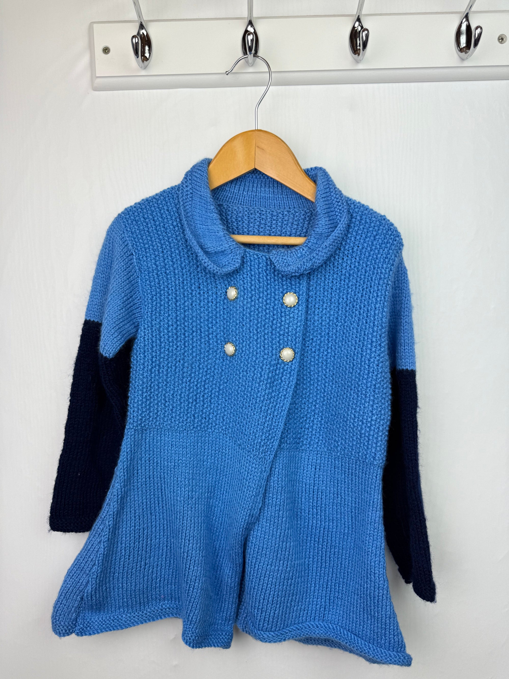 Handmade Blue Knit Cardigan - Girls 2 - 4 Years - Little Ones Preloved. Second Hand Children's & Preloved Baby, Kids, Girls & Boys Clothes. UK online