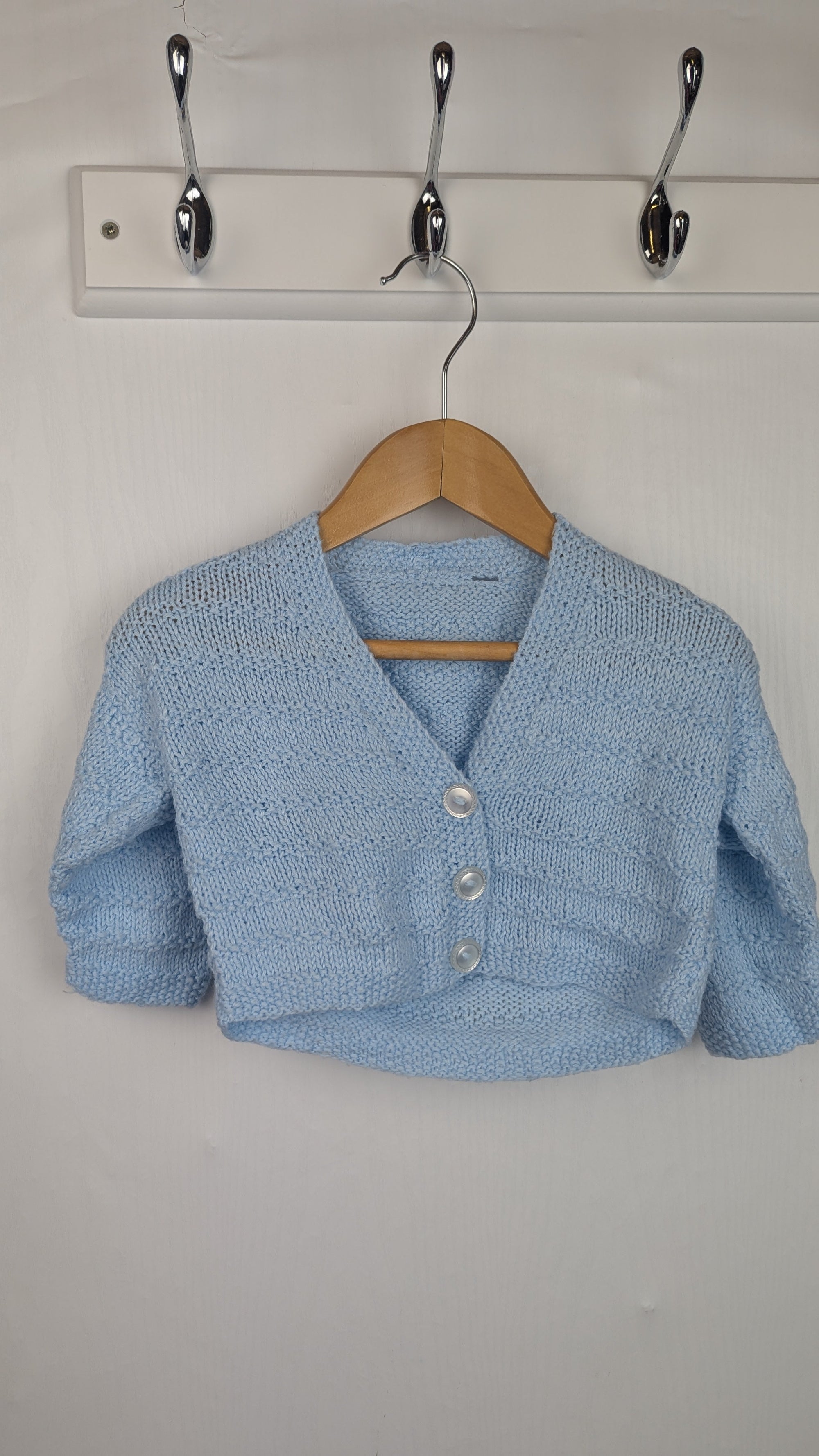 Handmade Blue Knitted Cardigan - Boys 0 - 3 Months - Little Ones Preloved. Second Hand Children's & Preloved Baby, Kids, Girls & Boys Clothes. UK online