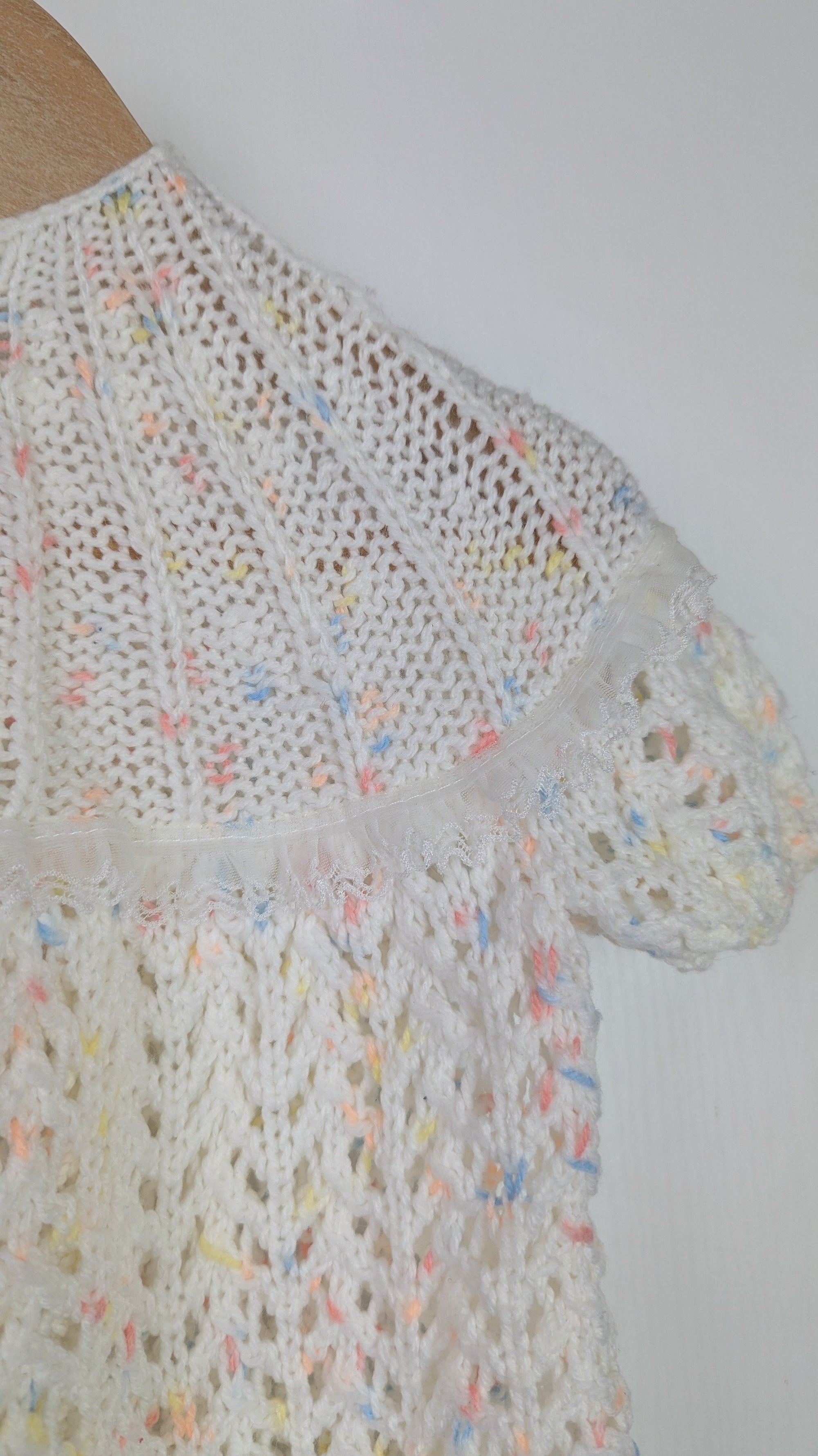Handmade Speckled Knit Dress with Lace - Girls 0 - 6 Months - Little Ones Preloved. Second Hand Children's & Preloved Baby, Kids, Girls & Boys Clothes. UK online