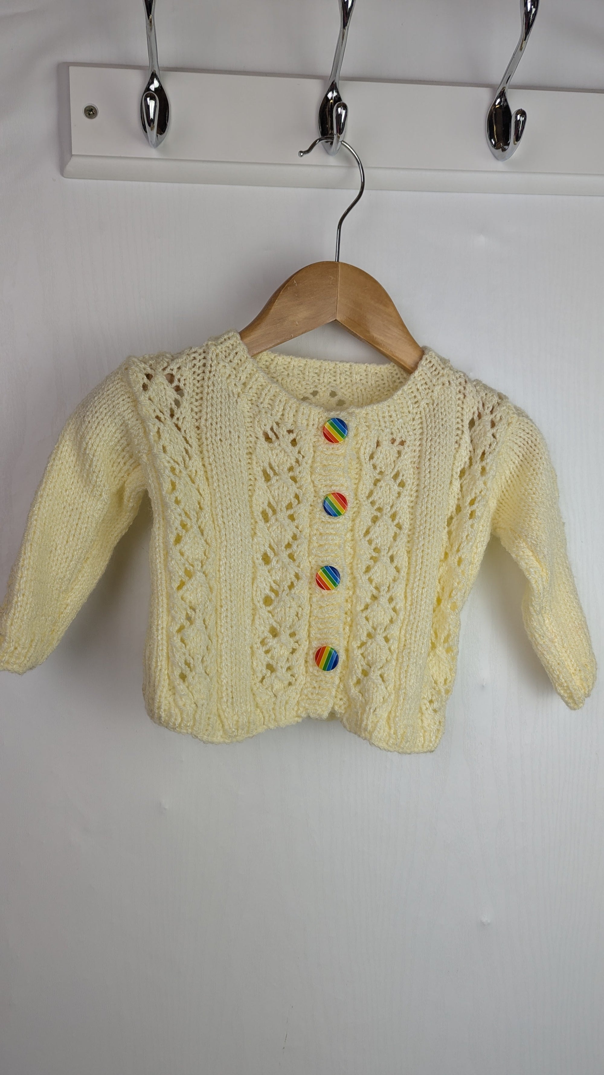 Handmade Yellow Knit Cardigan - Girls 3 - 6 Months - Little Ones Preloved. Second Hand Children's & Preloved Baby, Kids, Girls & Boys Clothes. UK online