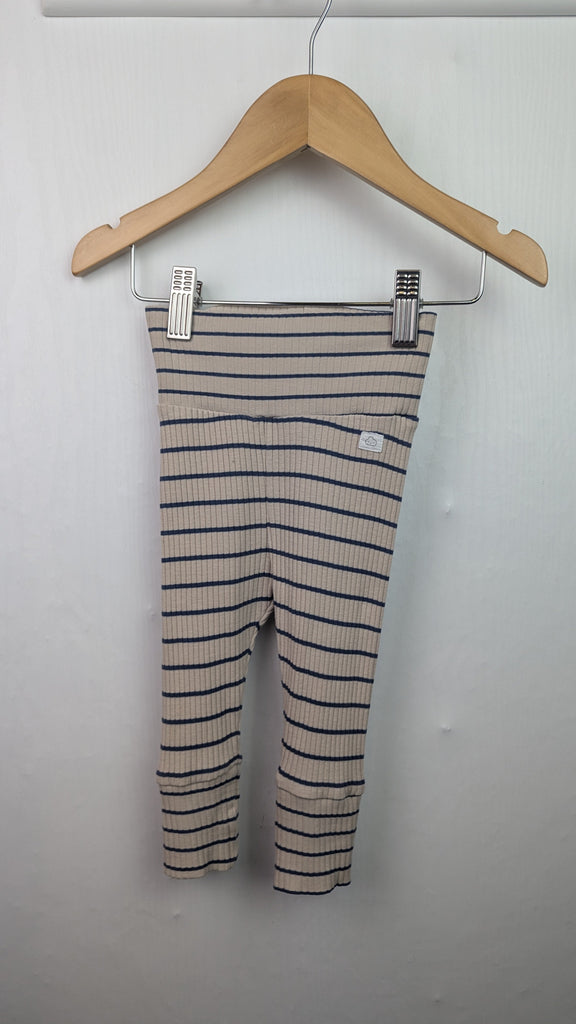 H&M Beige & Blue Ribbed Leggings - Unisex 4-6 Months Little Ones Preloved Used, Preloved, Preworn & Second Hand Baby, Kids & Children's Clothing UK Online. Cheap affordable. Brands including Next, Joules, Nutmeg Morrisons, TU, F&F, H&M.