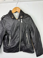 H&M Black Pleather Biker Jacket - Girls 5 - 6 Years - Little Ones Preloved. Second Hand Children's & Preloved Baby, Kids, Girls & Boys Clothes. UK online